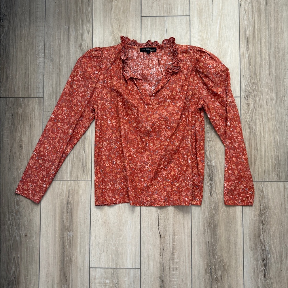 House of Harlow 1960 Rust Floral Blouse